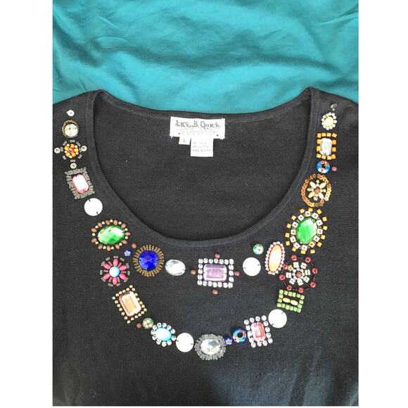 VNTG Jack B. Quick Black Embellished Scoop Neck Collar - L - Picture 2 of 6